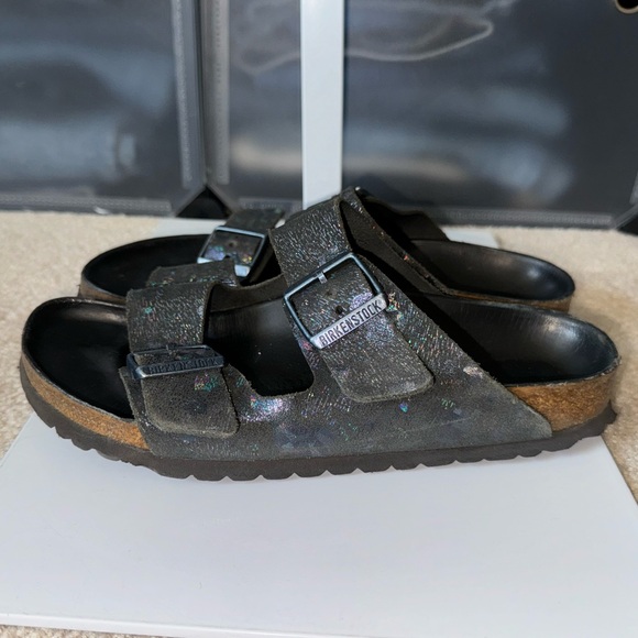 Birkenstock Arizona Spotted Metallic Black Sandals EUR 39 / US 8 - Picture 7 of 16